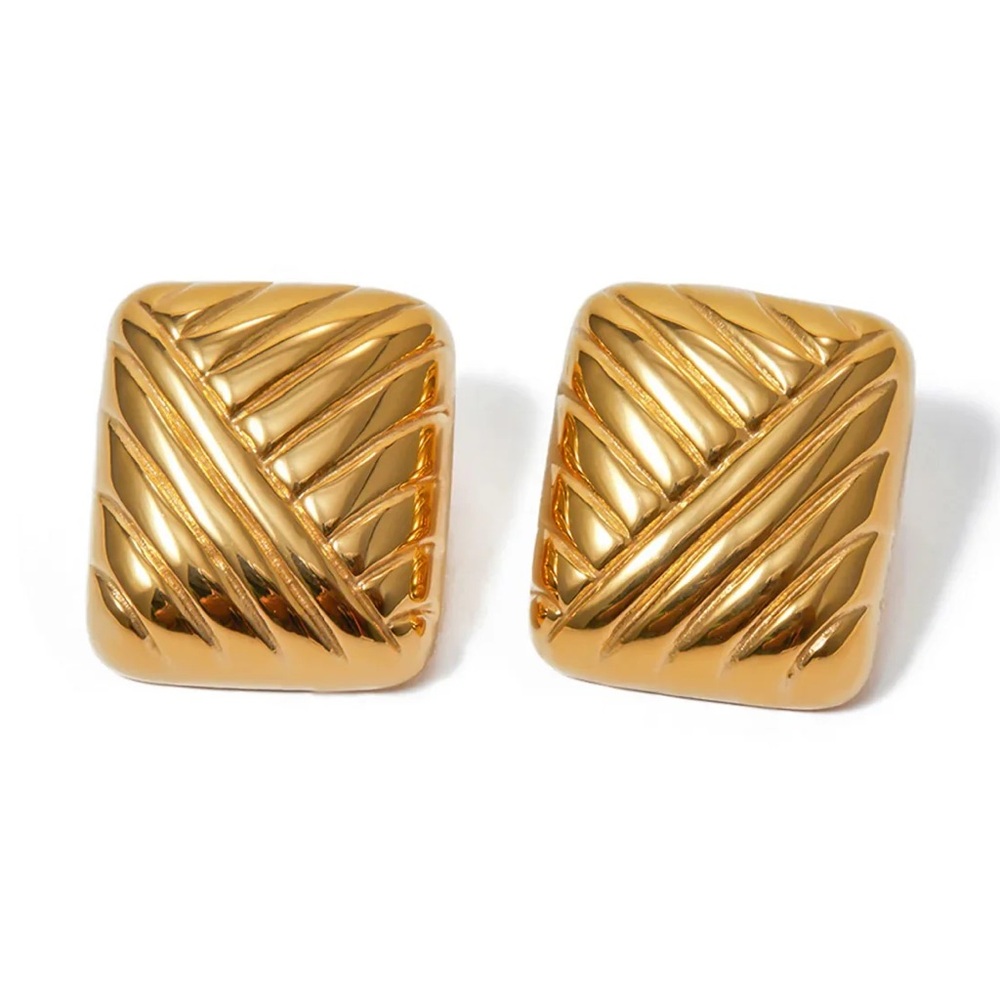 8 OTHER REASONS Gold Square Stud Earrings, NEW